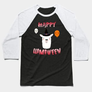 Cool Llama Witch costume halloween Happy Llamaween Baseball T-Shirt